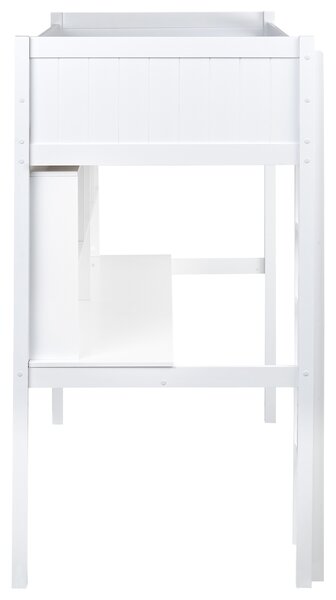 Vyvýšená postel s psacím stolem Borovicové dřevo FOUCAMONT 90 x 200 cm Bílá