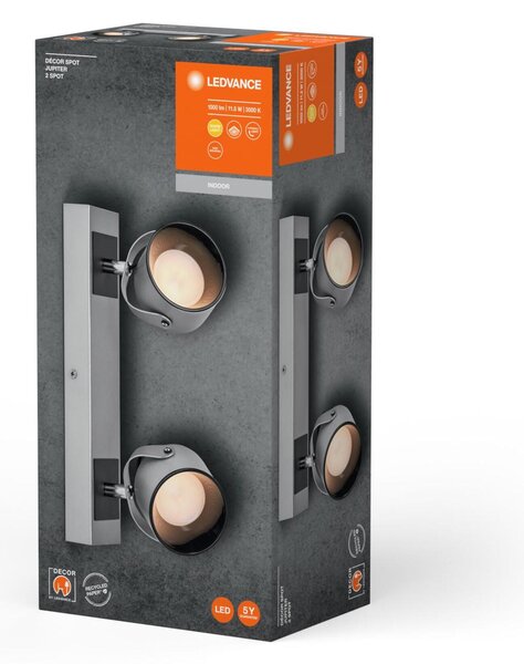 LEDVANCE LED nástěnné a stropní bodové svítidlo Jupiter stříbrné 2 spoty 4058075828223