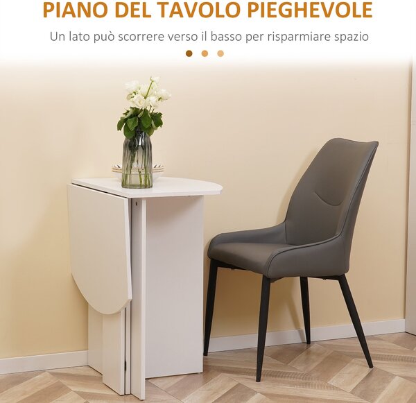 HOMCOM Skvělý Skládací Jídelní Stůl, Externí Skládací Stůl, Kuchyňský a Obývací Stůl dřevěný 90x60x74 cm, Bílý | Aosom