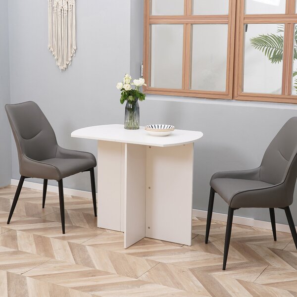 HOMCOM Skvělý Skládací Jídelní Stůl, Externí Skládací Stůl, Kuchyňský a Obývací Stůl dřevěný 90x60x74 cm, Bílý | Aosom