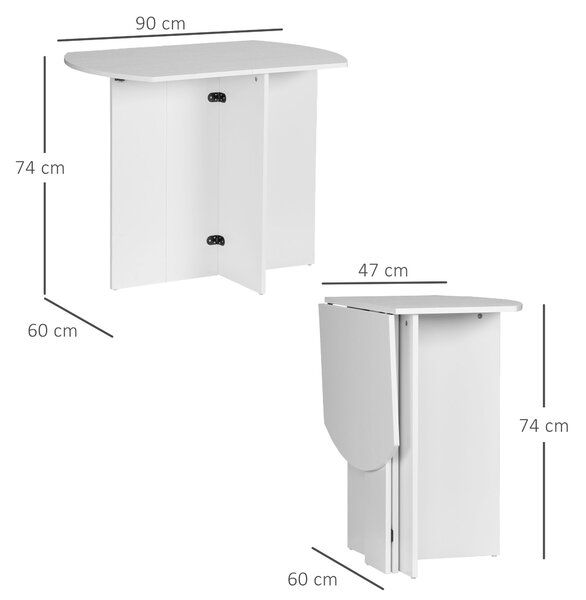HOMCOM Skvělý Skládací Jídelní Stůl, Externí Skládací Stůl, Kuchyňský a Obývací Stůl dřevěný 90x60x74 cm, Bílý | Aosom