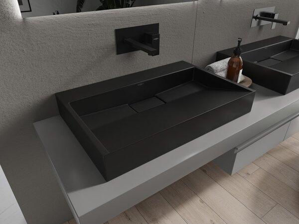 Mexen Ava umyvadlo na desku z konglomerátu B/O 70 x 46 cm, černé - 23017070