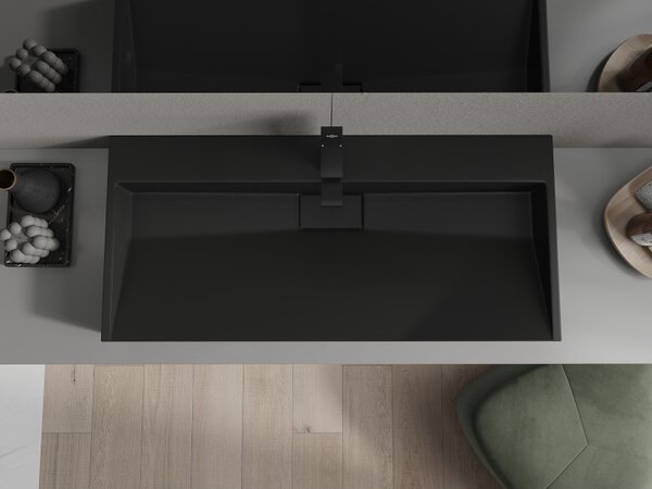 Mexen Ava, umyvadlo na desku z konglomerátu 1/O 100 x 46 cm, černá matná, 23011071