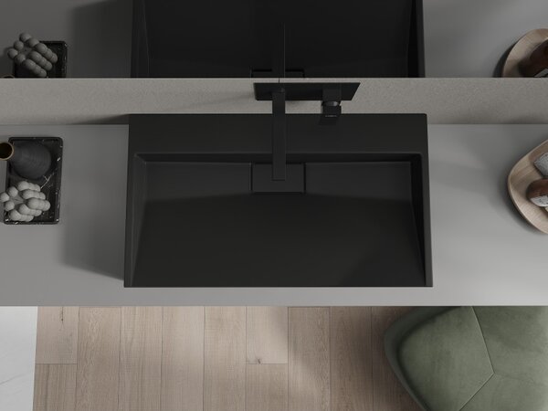 Mexen Ava, umyvadlo na desku z konglomerátu B/O 80 x 46 cm, černá matná, 23018070