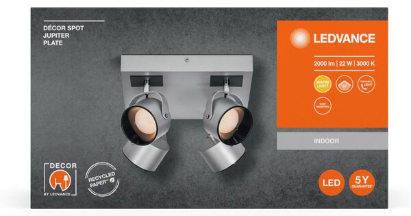 LEDVANCE LED nástěnné a stropní bodové svítidlo Jupiter stříbrné 4058075828285