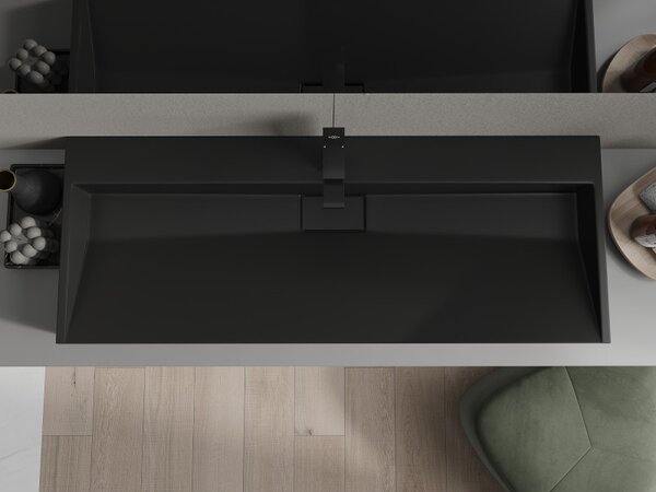 Mexen Ava, umyvadlo na desku z konglomerátu 1/O 120 x 46 cm, černá matná, 23011271