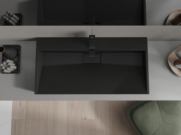 Mexen Ava, umyvadlo na desku z konglomerátu 1/O 90 x 46 cm, černá matná, 23018071