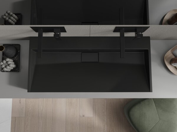 Mexen Ava, umyvadlo na desku z konglomerátu B/O 100 x 46 cm, černá matná, 23011070