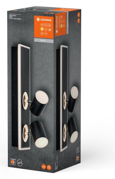 LEDVANCE LED nástěnné a stropní bodové svítidlo Mars CLICK-SELECT černé 2 spoty 4058075833814