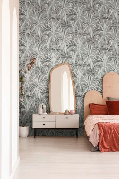 A.S. Création | Vliesová tapeta na zeď French Affair 39936-2 | 0,53 x 10,05 m | šedá, černá, zelená, bílá