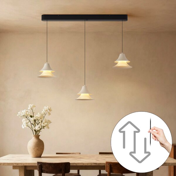 Závěsné svítidlo černé s béžovou vč. LED 3-krokové stmívatelné 3-světla Easylift - Witch