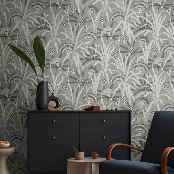 A.S. Création | Vliesová tapeta na zeď French Affair 39936-2 | 0,53 x 10,05 m | šedá, černá, zelená, bílá