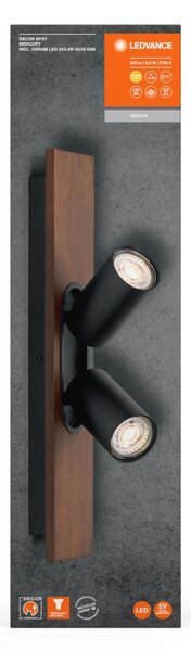 LEDVANCE LED nástěnné a stropní bodové svítidlo Mercury GU10 černé 2x3.4W 927 DIM 4058075828063