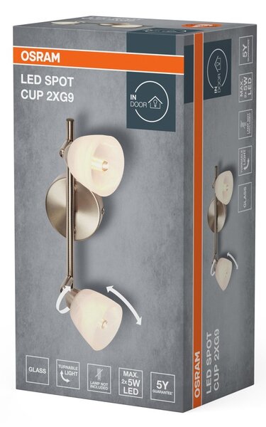 Niklové stropní bodové svítidlo Cup 2xG9