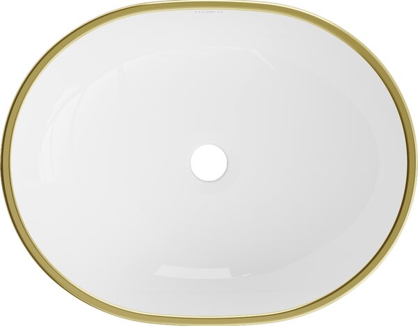 Mexen Viki umyvadlo na desku 48 x 35 cm, bílá/zlatý okraj - 21054805