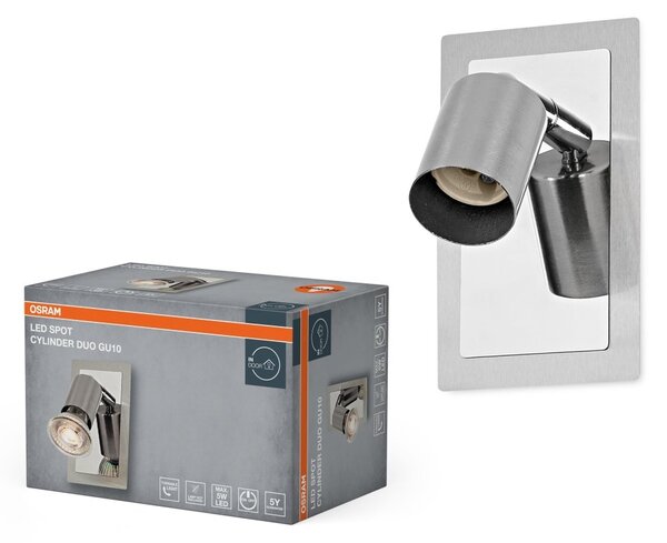 Bodové svítidlo LED Cylinder Duo, 1x GU10, Kartáčovaný nikl