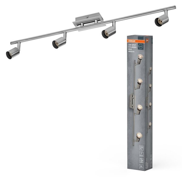 Bodové svítidlo LED Cylinder Duo, 4x GU10, Kartáčovaný nikl