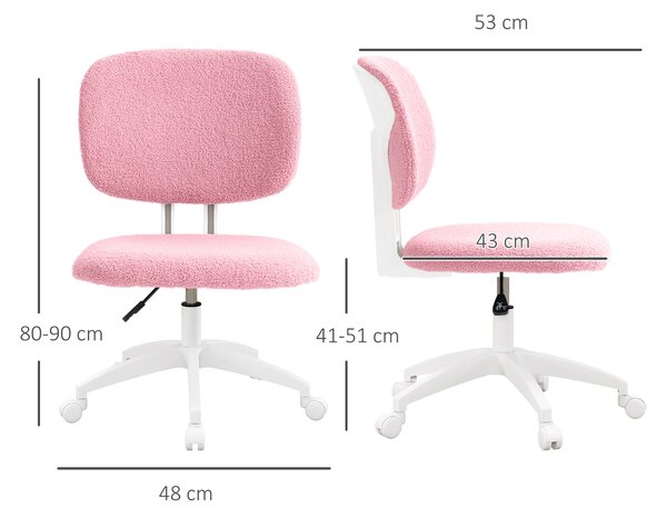 Vinsetto kancelářská židle, ergonomická pracovní židle, výškově nastavitelná počítačová židle bez opěrek, otočná židle do studijního pokoje, sametová