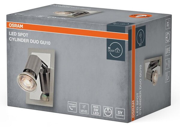 Bodové svítidlo LED Cylinder Duo, 1x GU10, Kartáčovaný nikl
