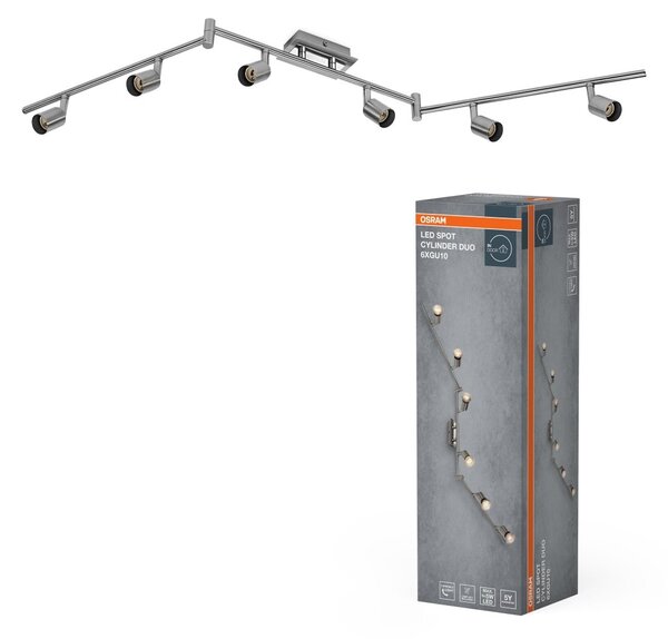 Bodové svítidlo LED Cylinder Duo, 6x GU10, Kartáčovaný nikl
