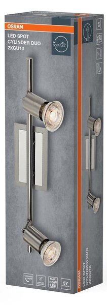 Bodové svítidlo LED Cylinder Duo, 2x GU10, Kartáčovaný nikl