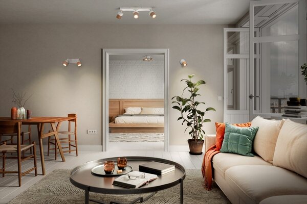 Bodové svítidlo LED Wood Line, 2x GU10, Bílá/Dřevo