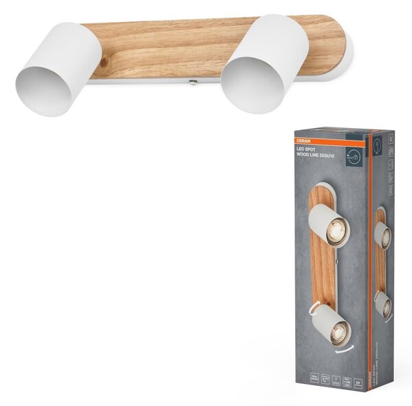 Bodové svítidlo LED Wood Line, 2x GU10, Bílá/Dřevo