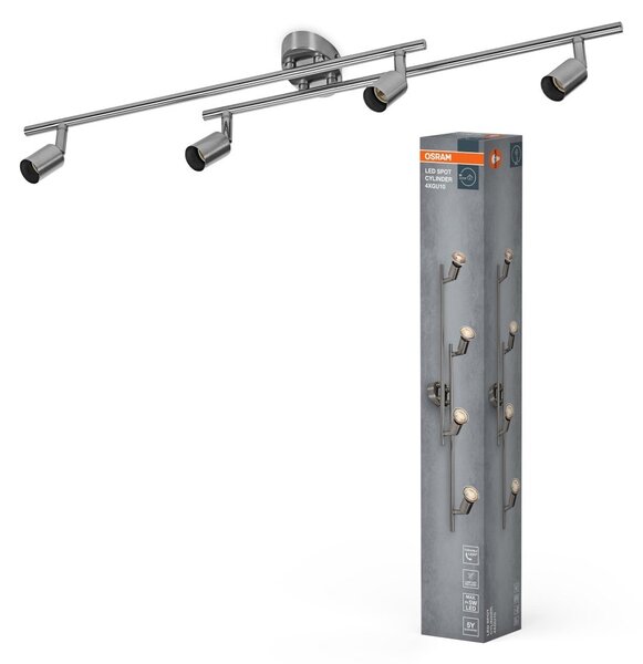 Bodové svítidlo LED Cylinder, 4x GU10, Kartáčovaný nikl