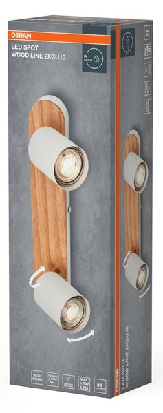 Bodové svítidlo LED Wood Line, 2x GU10, Bílá/Dřevo