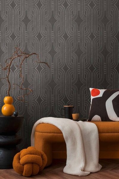 A.S. Création | Vliesová tapeta na zeď French Affair 39937-4 | 0,53 x 10,05 m | černá, metalická, bronzová