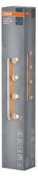 Bodové svítidlo LED Wood Line, 4x GU10, Bílá/Dřevo