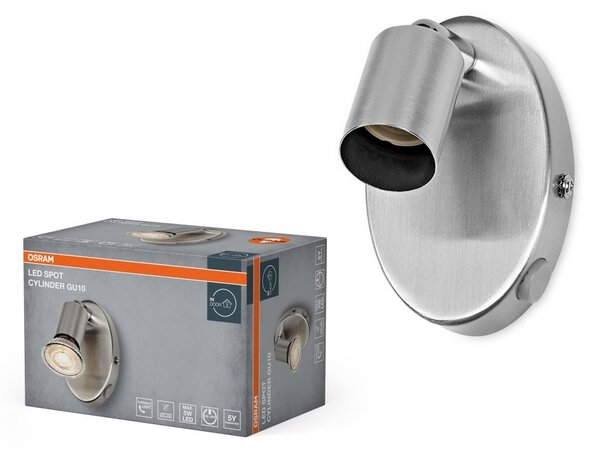 Bodové svítidlo LED Cylinder, 1x GU10, Kartáčovaný nikl