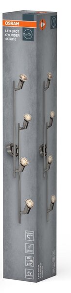 Bodové svítidlo LED Cylinder, 4x GU10, Kartáčovaný nikl