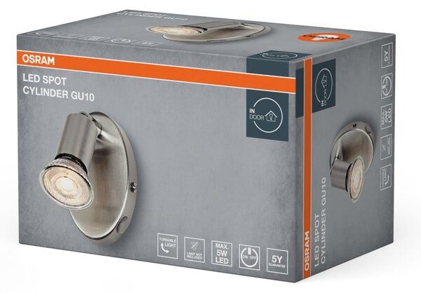 Bodové svítidlo LED Cylinder, 1x GU10, Kartáčovaný nikl