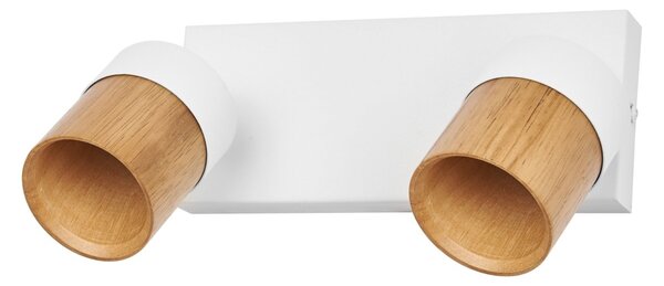 Bodové svítidlo LED Half Wood Line, 2x GU10, Bílá/Dřevo