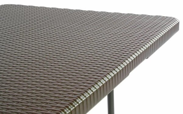 Skládací zahradní stůl v ratanovém designu, 180x75 cm, hnědý
