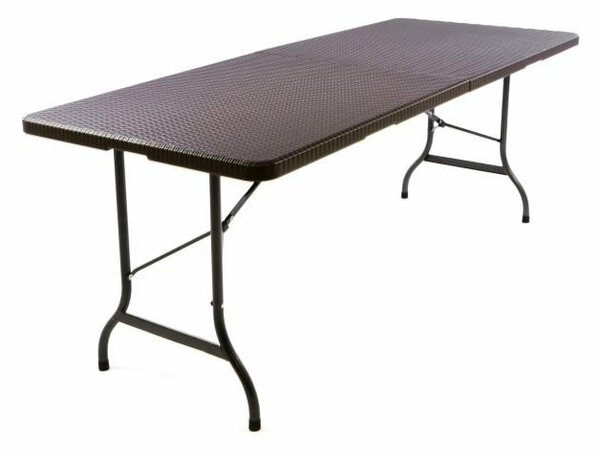 Skládací zahradní stůl v ratanovém designu, 180x75 cm, hnědý