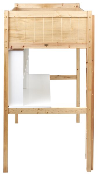 Vyvýšená postel s psacím stolem Borovicové dřevo FOUCAMONT 90 x 200 cm Světle hnědá