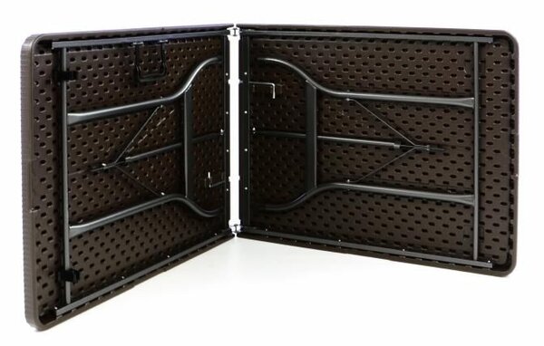 Skládací zahradní stůl v ratanovém designu, 180x75 cm, hnědý