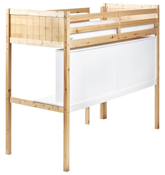 Vyvýšená postel s psacím stolem Borovicové dřevo FOUCAMONT 90 x 200 cm Světle hnědá