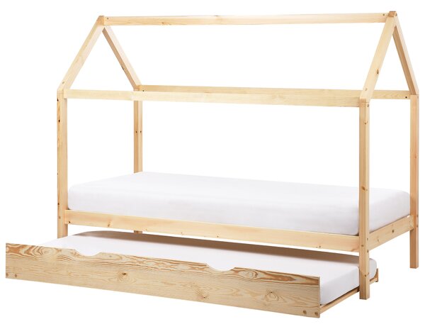 Dětská postel s výsuvným lůžkem Borovicové dřevo CRILLON 90 x 200 cm Světle hnědá