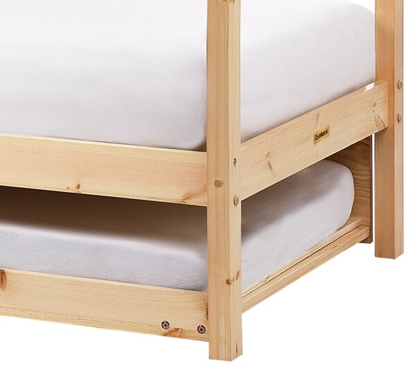 Dětská postel s výsuvným lůžkem Borovicové dřevo CRILLON 90 x 200 cm Světle hnědá
