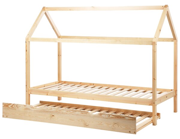 Dětská postel s výsuvným lůžkem Borovicové dřevo CRILLON 90 x 200 cm Světle hnědá