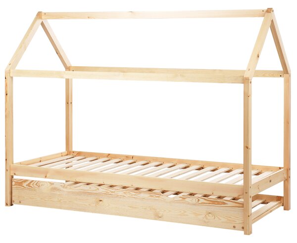 Dětská postel s výsuvným lůžkem Borovicové dřevo CRILLON 90 x 200 cm Světle hnědá
