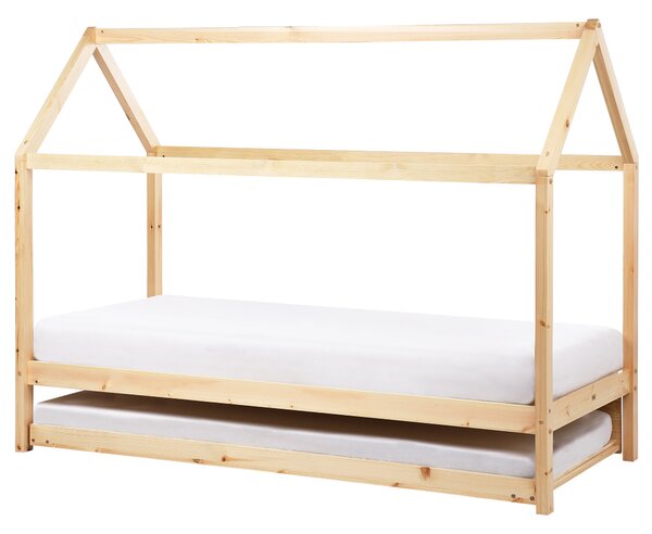 Dětská postel s výsuvným lůžkem Borovicové dřevo CRILLON 90 x 200 cm Světle hnědá