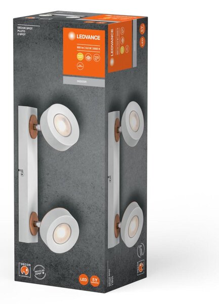 LEDVANCE LED nástěnné a stropní bodové svítidlo Pluto bílé 2 spoty 4058075827905