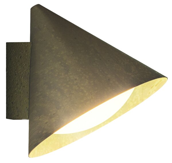 Il Fanale 286.16.OOB Cone, venkovní nástěnné svítidlo antická mosaz/bílé sklo, 1xE27 max 15W, prům. 25cm, výška 24cm, IP55