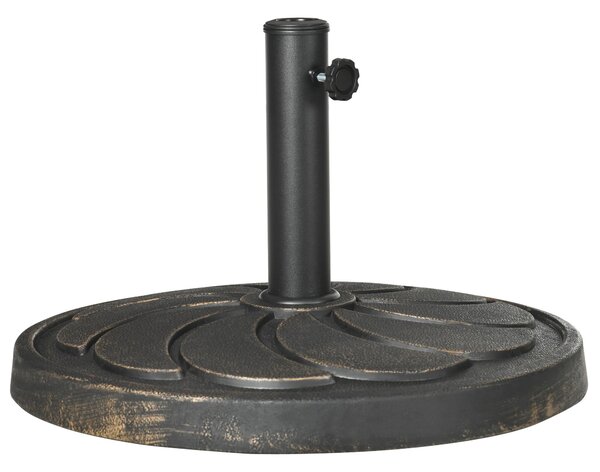 Stojan na slunečník Outsunny, 18 kg, kulatá základna pro slunečníky s průměrem Ø38/48 mm, kulatý stojan na zahradní slunečník na balkon, pryskyřice, b