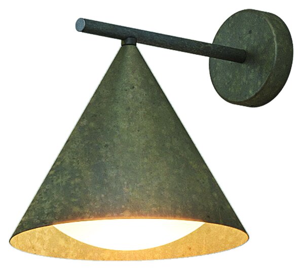 Il Fanale 286.18.OOB Cone, venkovní nástěnné svítidlo antická mosaz/bílé sklo, 1xE27 max 15W, prům. 25cm, výška 27,5cm, IP55