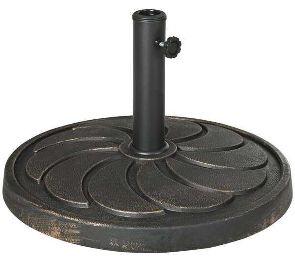 Stojan na slunečník Outsunny, 18 kg, kulatá základna pro slunečníky s průměrem Ø38/48 mm, kulatý stojan na zahradní slunečník na balkon, pryskyřice, b